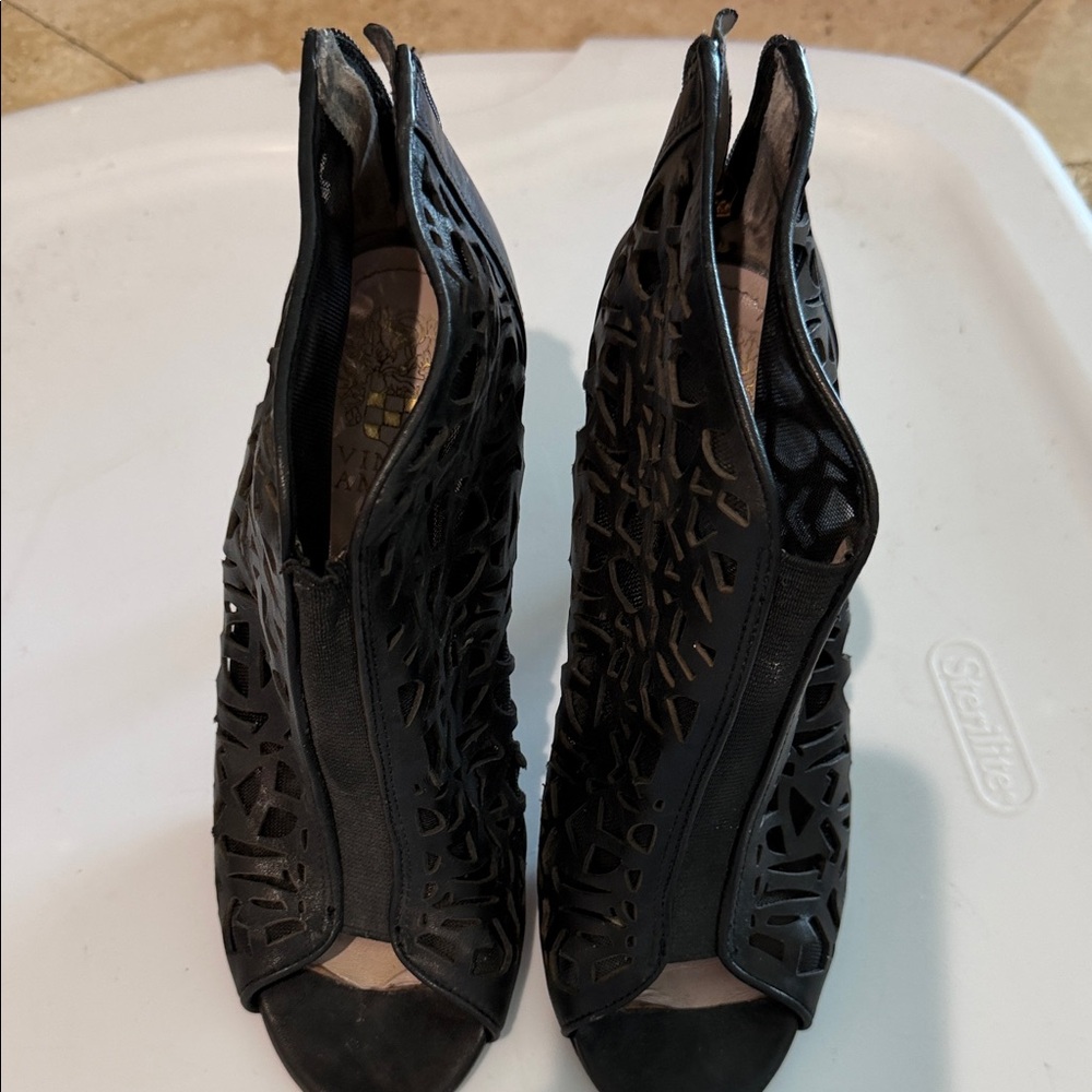 Black Cutout Peep-Toe Women's Booties - Vince Camuto